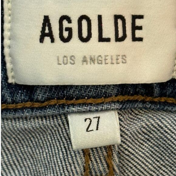 Agolde Dark Blue Denim Toni Mid Rise Straight Ankle Distressed Jeans Size 27 - Picture 10 of 10